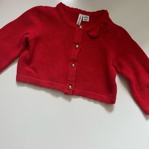 Janie and Jack baby girl red button sweater like new!